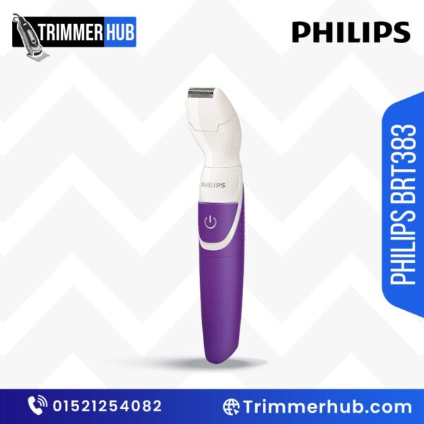 Philips BRT383 trimmer with precise blades, adjustable settings, and ergonomic handle for comfortable grooming.
