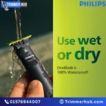 Philips OneBlade waterproof trimmer being used in shower