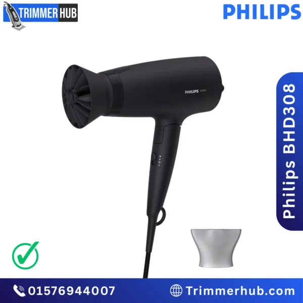Philips BHD308 Hair Dryer 3000 Series (1600W) – Foldable & ThermoProtect