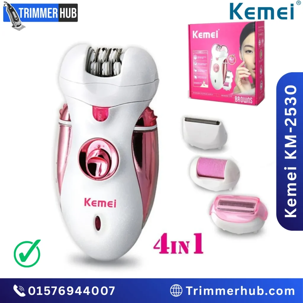 Kemei KM-2530 4-in-1 Epilator, Shaver, Trimmer and Callus Remover for Women