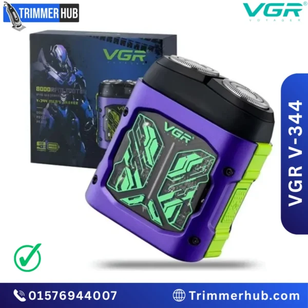 VGR V-344 Mini Electric Rotary Shaver with dual magnetic heads and USB Type-C charging