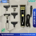 VGR V-366 3-in-1 grooming kit with T-blade trimmer, double foil shaver, nose trimmer, LED display, and USB Type-C fast charging.